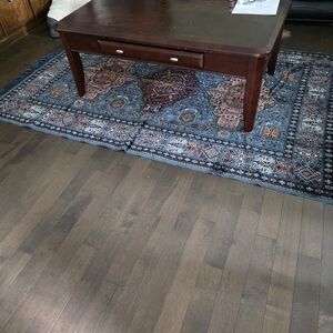 Elegant Blue and Red Patterned Area Rug Handmade Berber
